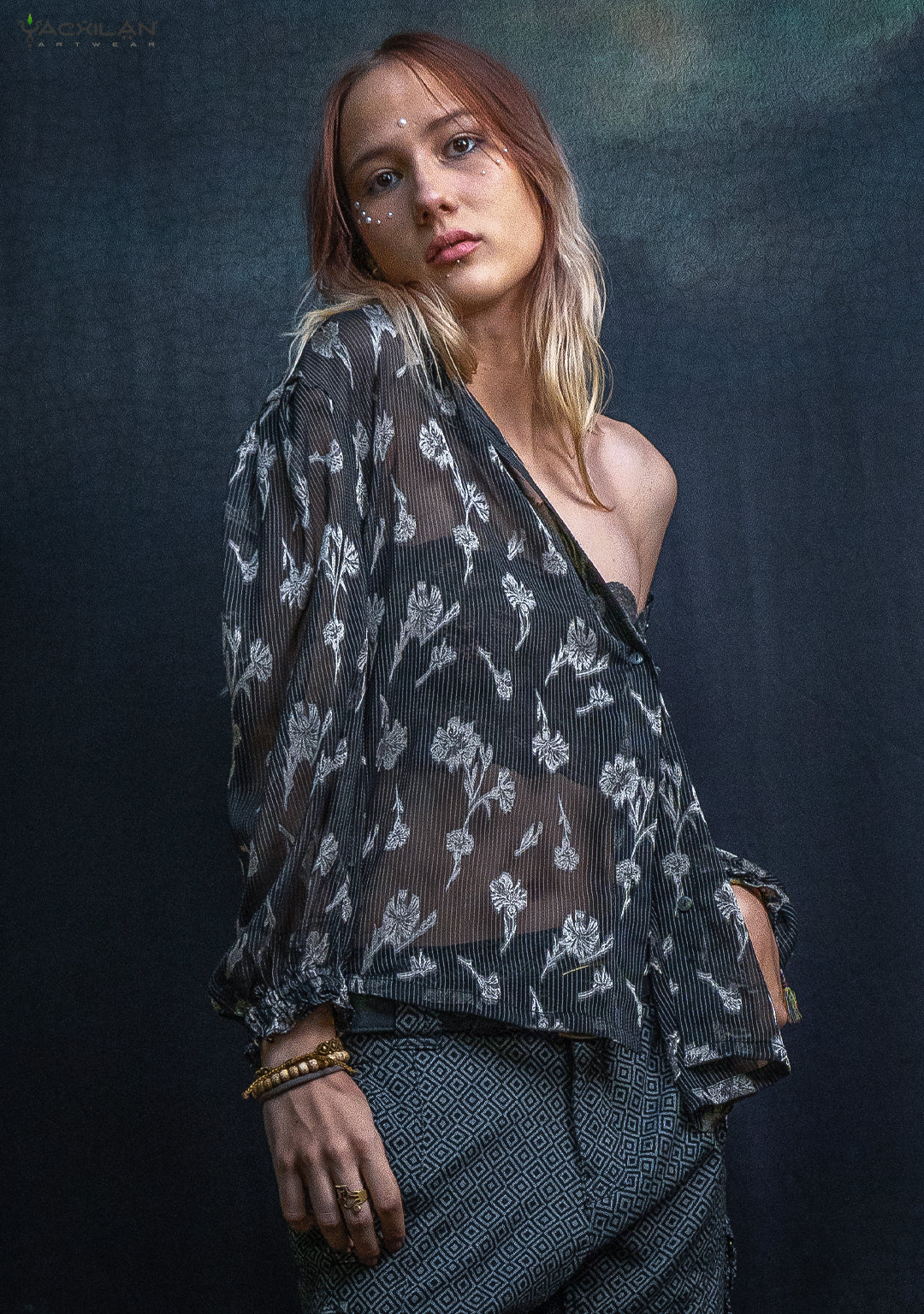 Shirt Woman Longsleeve FRUFRU / Japanese Uragiri - Strippes FLOWER